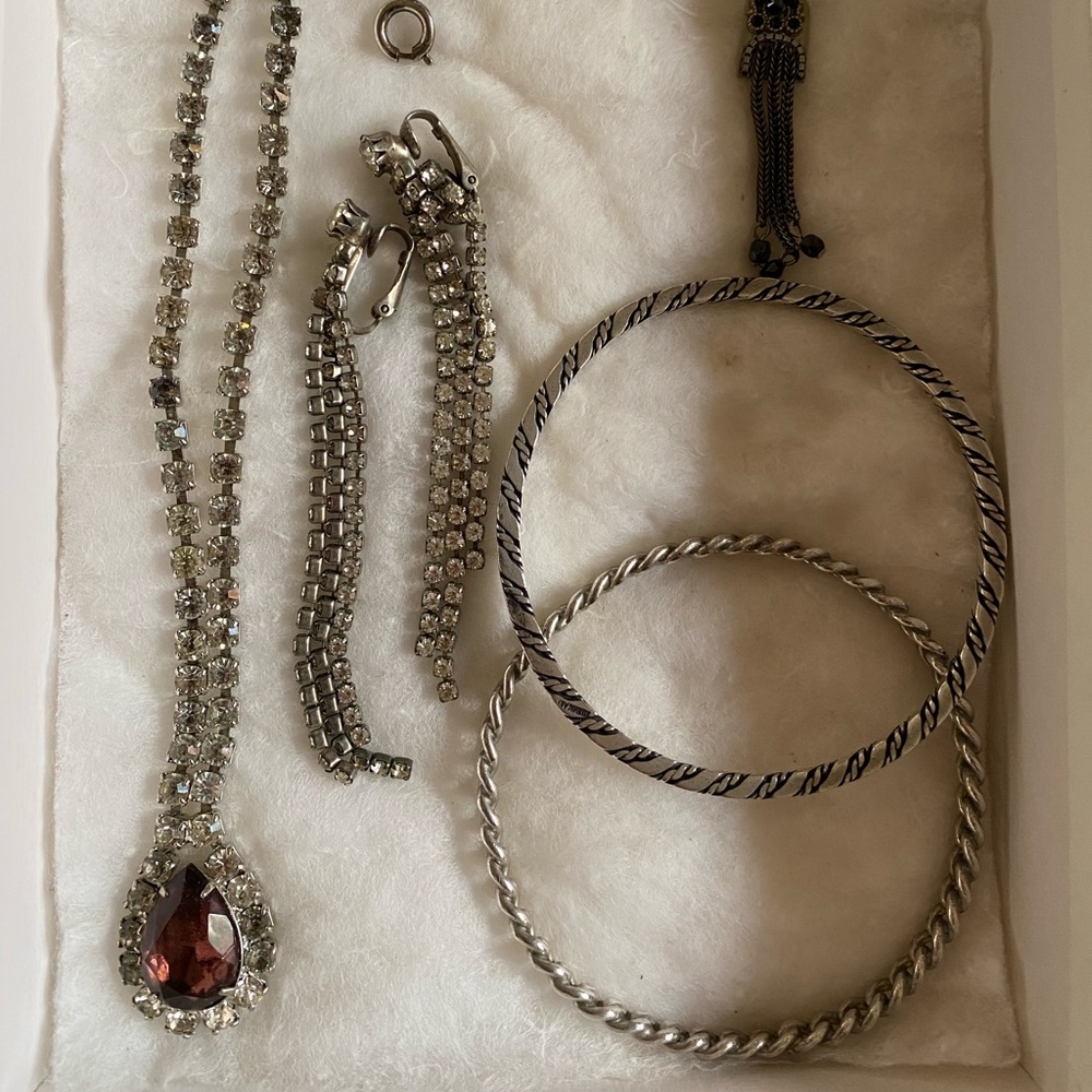 Lot of vintage crystal costume jewelry